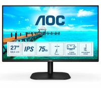 Монитор, AOC 27B2DA, 27&quot; IPS WLED, 1920x1080@75Hz, 4ms GtG, 250cd/m2, 1000:1. DC20M:1, Adaptive Sync, FlickerFree, Low Blue Light, 2Wx2, Tilt, D-SUB, DVI, HDMI                        